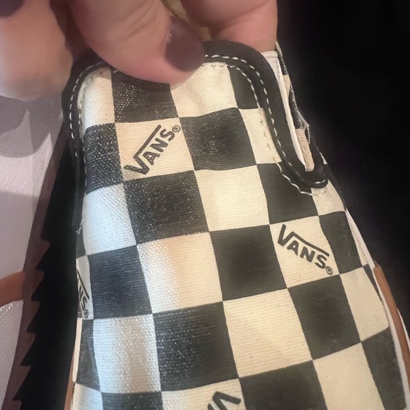 Vans Black and White Checkered Platform Slip Ons - Picture 2 of 8